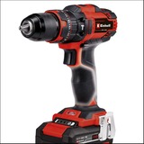 EINHELL Power X-Change Taladro atornillador percutor TE-CD 18/40 Li-i +64, 18 Voltios, Martillo atornillador rojo/Negro
