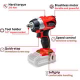 EINHELL TE-CW 18Li atornillador de impacto a batería, Tornillo de percusión rojo/Negro, No incluye batería ni cargador, 2900RPM 18V Negro, Rojo , 1,1 kg