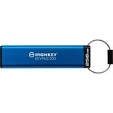 Kingston IronKey Keypad 200 de 256 GB, FIPS 140-3 nivel 3 cifrado AES-256, Lápiz USB azul, FIPS 140-3 nivel 3 cifrado AES-256, 256 GB, USB tipo A, 3.2 Gen 1 (3.1 Gen 1), 145 MB/s, Funda, Azul