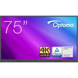 Optoma 3751RK pizarra y accesorios interactivos 190,5 cm (75") 3840 x 2160 Pixeles Pantalla táctil Negro, Pantalla de gran formato negro, 190,5 cm (75"), 370 cd / m², 1,073 billones de colores, 3840 x 2160 Pixeles, 4K Ultra HD, Direct-LED