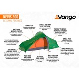 Vango TEUNEVIS0000002, Nevis 200, Tienda de campaña verde/Naranja