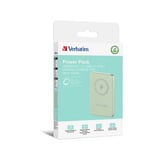 Verbatim Charge 'n' Go Polímero de litio 10000 mAh Cargador inalámbrico Verde, Banco de potencia verde claro, 10000 mAh, Polímero de litio, Quick Charge 3.0, Cargador inalámbrico, Verde