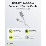 goobay Cable textil USB 2.0 supersuave, conector USB-A > conector USB-C blanco