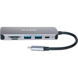 D-Link DUB-2325 base para portátil y replicador de puertos USB Tipo C Gris, Estación de acoplamiento plateado, USB Tipo C, Gris, MicroSD (TransFlash), SD, SDHC, SDXC, USB 3.2 Gen 1 (3.1 Gen 1) Type-A, USB 3.2 Gen 1 (3.1 Gen 1) Type-C, Poder, USB