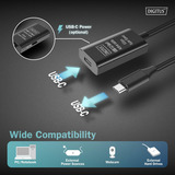 Digitus Cable de extensión activo USB 3.2 Gen 1, conector USB-C > toma USB-C, Cable alargador negro