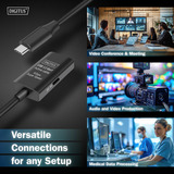 Digitus Cable de extensión activo USB 3.2 Gen 1, conector USB-C > toma USB-C, Cable alargador negro