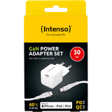 Intenso Power Adapter W30C GaN + C315L Lightning Kabel, Cargador blanco