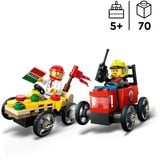 LEGO Pack de Coches de Carreras: Pizza vs. Camión de Bomberos, Juegos de construcción Juego de construcción, 5 año(s), Plástico, 70 pieza(s), 119 g