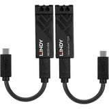 Lindy 43312 ampliador de red Transmisor y receptor de red Negro, Cable alargador negro, Transmisor y receptor de red, 100 m, 10000 Mbit/s, Fibra, USB 3.2 Gen 1 (3.1 Gen 1) Type-C, Negro