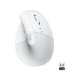 Logitech Lift Ratones, Ratón blanco/Gris claro, mano derecha, Diseño vertical, Óptico, RF Wireless + Bluetooth, 4000 DPI, Blanco