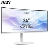 MSI Modern MD342CQPWDE pantalla para PC 86,4 cm (34") 3440 x 1440 Pixeles UltraWide Quad HD LCD Blanco, Monitor LED blanco, 86,4 cm (34"), 3440 x 1440 Pixeles, UltraWide Quad HD, LCD, 4 ms, Blanco