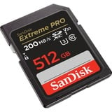 SanDisk Extreme PRO 512 GB SDXC Clase 10, Tarjeta de memoria negro, 512 GB, SDXC, Clase 10, 200 MB/s, 140 MB/s, Class 3 (U3)