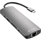 Sharkoon USB 3.0 Type C Combo Adapter tarjeta y adaptador de interfaz HDMI, RJ-45, USB 3.2 Gen 1 (3.1 Gen 1), Estación de acoplamiento gris oscuro, USB Tipo C, HDMI, RJ-45, USB 3.2 Gen 1 (3.1 Gen 1), Gris, 132 m, 5 Gbit/s, 130 mm