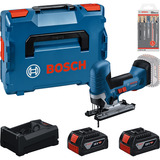 Bosch Cordless Jigsaw Set GST 18V-125 S + 2x GBA 5.0Ah + GAL + Jigsaw Blade Set (0615A500E5), Kit de herramientas en caja
