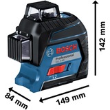 Bosch GLL 3-80 Professional Nivel de línea 30 m 630 - 650 nm (< 10 mW), Láser de líneas cruzadas azul/Negro, 30 m, 0,3 mm/m, 4°, 120 m, 630 nm, Horizontal/Vertical
