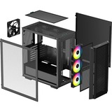 DeepCool CG540 ARGB Cristal templado frontal y lateral, Cajas de torre negro, Midi Tower, PC, Negro, ATX, EATX, micro ATX, Mini-ITX, ABS, SPCC, Vidrio templado, Juego