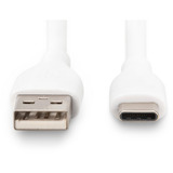 Digitus Cable de conexión USB 2.0 de silicona USB-A > USB-C blanco