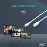 Digitus Cable de conexión USB 2.0 de silicona USB-A > USB-C blanco