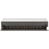Digitus Panel de conexión de escritorio CAT 6A, clase EA, apantallado, Patch Panel negro, clase EA, apantallado, 10 Gigabit Ethernet, RJ-45, Negro, Acero galvanizado, SECC, Montaje en bastidor, 1U