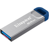 Kingston DataTraveler Kyson 64 GB, Lápiz USB plateado/Azul