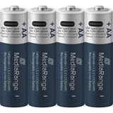 MediaRange Batería USB-C Li-Ion, Mignon AA I 1.5V | 1400 mAh, paquete de 4 