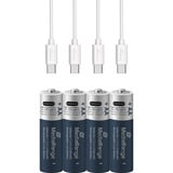 MediaRange Batería USB-C Li-Ion, Mignon AA I 1.5V | 1400 mAh, paquete de 4 