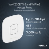 Netgear WAX630E 7800 Mbit/s Blanco Energía sobre Ethernet (PoE), Punto de acceso blanco, 7800 Mbit/s, 600 Mbit/s, 4800 Mbit/s, 10,100,1000,2500 Mbit/s, IEEE 802.11a, IEEE 802.11ac, IEEE 802.11ax, IEEE 802.11b, IEEE 802.11g, IEEE 802.11n, Multi User MIMO