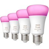 Philips Hue Bombilla inteligente A60 - E27 - 800 (paquete de 4), Lámpara LED Philips Hue White and Color ambiance Bombilla inteligente A60 - E27 - 800 (paquete de 4), Bombilla inteligente, Blanco, Bluetooth/Zigbee, LED, E27, 2000 K