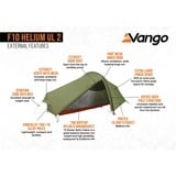 Vango TEUHELIUM000002, F10 Helium UL 2, Tienda de campaña verde oscuro