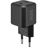 goobay Cargador rápido dual USB-C Nano, PD, GaN, 35 vatios negro