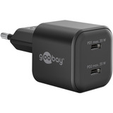 goobay Cargador rápido dual USB-C Nano, PD, GaN, 35 vatios negro