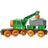 BRIO 33698 Vagón grúna con remolque, Vehículo de juguete verde/Amarillo, Vagón, 3 año(s), Negro, Verde