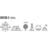 High Peak Boston 3, Tienda de campaña aluminio/Gris oscuro