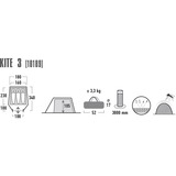 High Peak Tienda túnel Kite 3, Tienda de campaña verde/Rojo