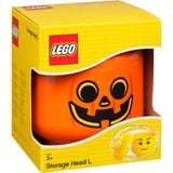 Room Copenhagen LEGO Storage Head "Calabaza", grande, Caja de depósito naranja/Negro