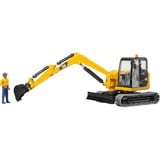 bruder Cat Mini Excavator with worker vehículo de juguete, Automóvil de construcción amarillo/Negro, Modelo a escala de excavadora, De plástico