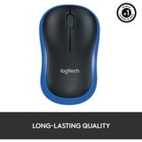 Logitech LGT-M185B Ratones, Ratón azul, Ambidextro, Óptico, RF inalámbrico, 1000 DPI, Negro, Azul, Minorista