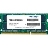 Patriot 4GB PC3-12800 módulo de memoria 1 x 4 GB DDR3 1600 MHz, Memoria RAM 4 GB, 1 x 4 GB, DDR3, 1600 MHz, 204-pin SO-DIMM