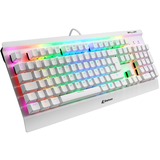 Sharkoon SKILLER SGK3 teclado USB QWERTY Inglés, Español Blanco, Teclado para gaming blanco, Completo (100%), USB, Interruptor mecánico, QWERTY, LED RGB, Blanco