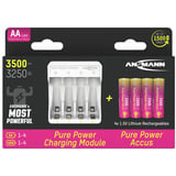 Ansmann Cargador de litio Pure Power Set 4× pilas recargables Mignon AA y módulo de carga blanco/Multi color