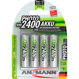 Ansmann Photo Níquel-metal hidruro (NiMH) 2400 mAh, Batería plateado, 2400 mAh, 1,2 V, Níquel-metal hidruro (NiMH), 4 pieza(s)
