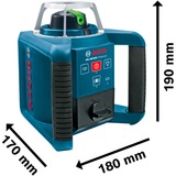 Bosch GRL 300 HVG Professional Nivel giratorio 300 m 532 nm (< 5 mW), Láser rotativo azul, 300 m, 0,1 mm/m, 5°, 600 RPM, Verde, 3R