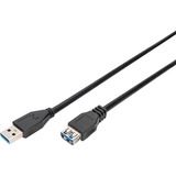 Digitus Cable de extensión USB 3.2 Gen 1, conector USB-A > toma USB-A, Cable alargador negro