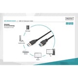 Digitus Cable de extensión USB 3.2 Gen 1, conector USB-A > toma USB-A, Cable alargador negro