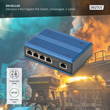 Digitus Switch industrial Gigabit PoE de 4 puertos, no gestionado, Interruptor/Conmutador 