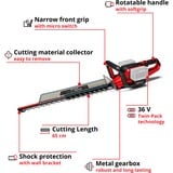 EINHELL GE-CH 36/65 Li-Solo 4 kg, Cortasetos rojo/Negro, Batería, 4 kg, 230 mm, 1172 mm, 203 mm, 231 mm