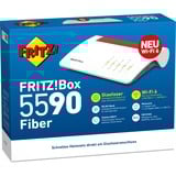 FRITZ! 5590 Fiber Routers inalámbricos, Enrutador de fibra óptica Box 5590 Fiber, Wi-Fi 6 (802.11ax), Doble banda (2,4 GHz / 5 GHz), Ethernet, Blanco, Router de sobremesa