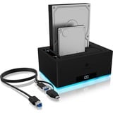 ICY BOX IB-127CL-U3 USB 3.2 Gen 1 (3.1 Gen 1) Type-B Negro, Estación de acoplamiento Unidad de disco duro, SATA, Serial ATA II, Serial ATA III, 2.5,3.5", 18 TB, USB 3.2 Gen 1 (3.1 Gen 1) Type-B, 5 Gbit/s