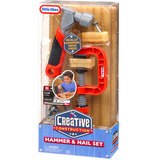 MGA Entertainment Little Tikes Creative Construction - Set de martillo y clavos, Herramientas para niños 