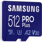 SAMSUNG PRO Plus 512 GB MicroSDXC UHS-I Clase 10, Tarjeta de memoria azul, 512 GB, MicroSDXC, Clase 10, UHS-I, 160 MB/s, 120 MB/s
